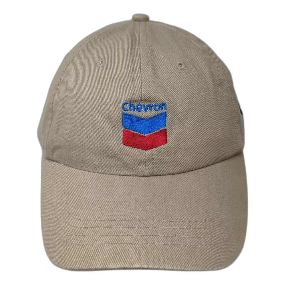 Chevron Baseball Cap Beige Blue OS Embroidered Cotton Adjustable Patch Hat